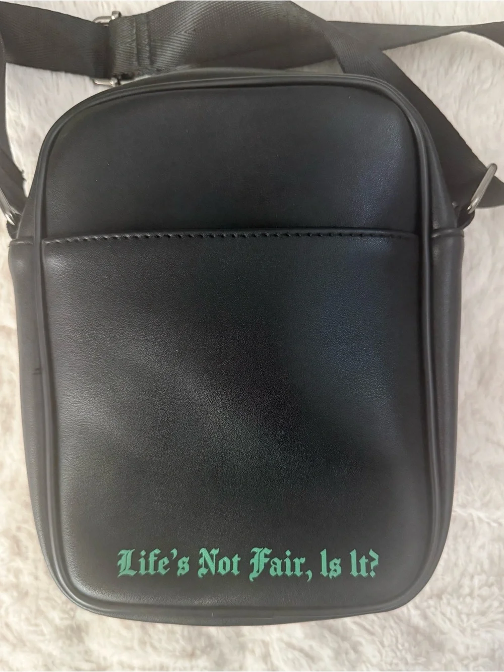 Black Crossbody Bag with Green Scar-Inspired Lion Artwork